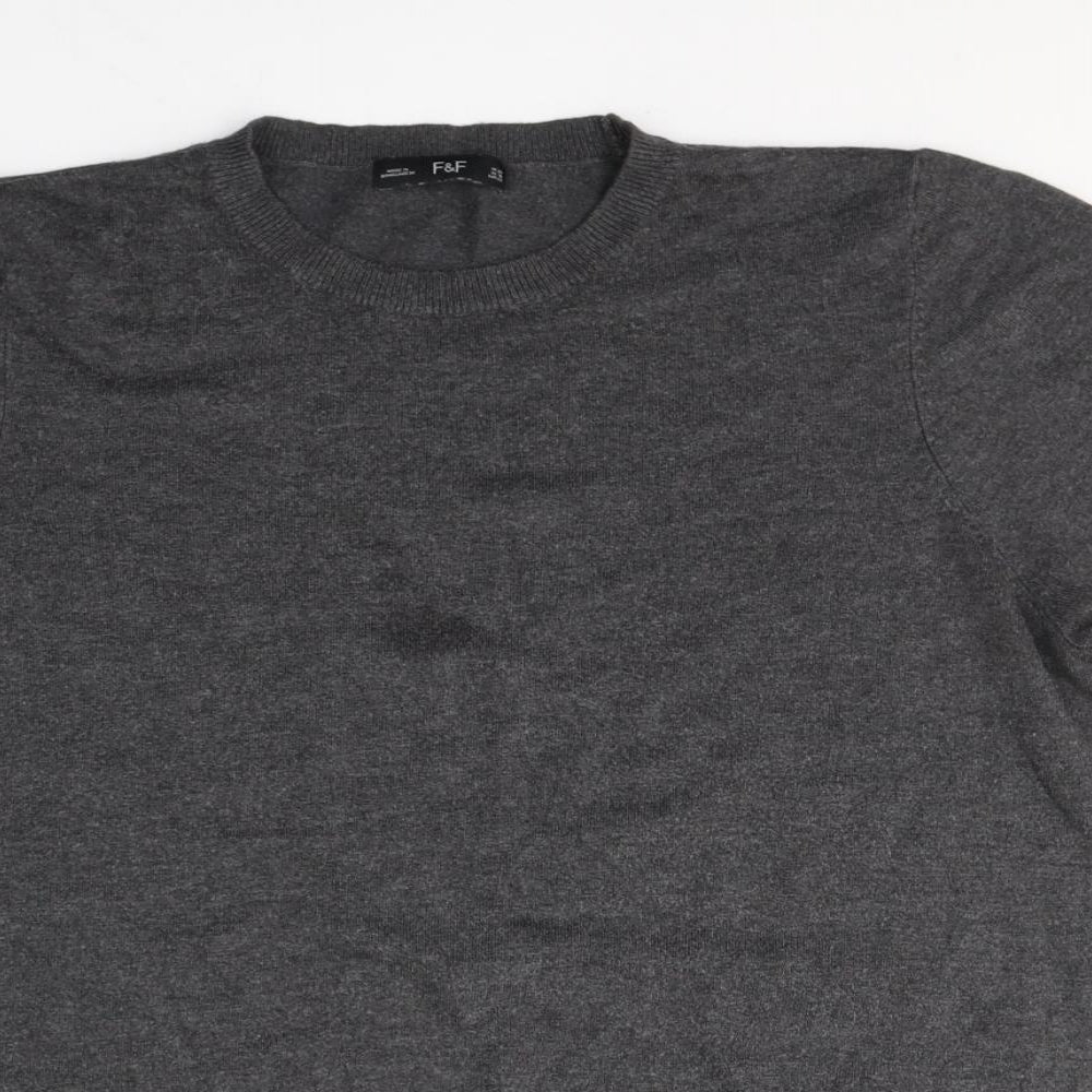 F&F Womens Grey  Viscose Basic T-Shirt Size 22 Round Neck