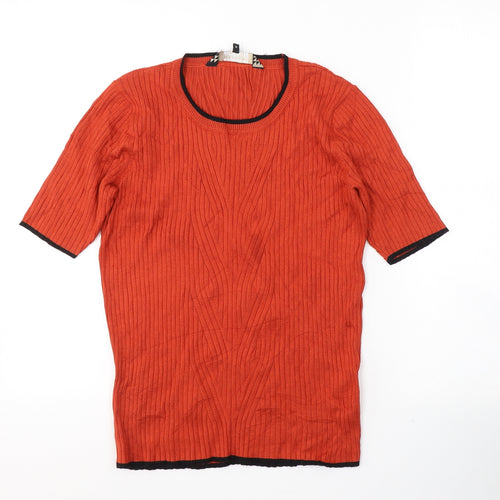 Debenhams Womens Orange  Polyester Jersey T-Shirt Size 12 Round Neck