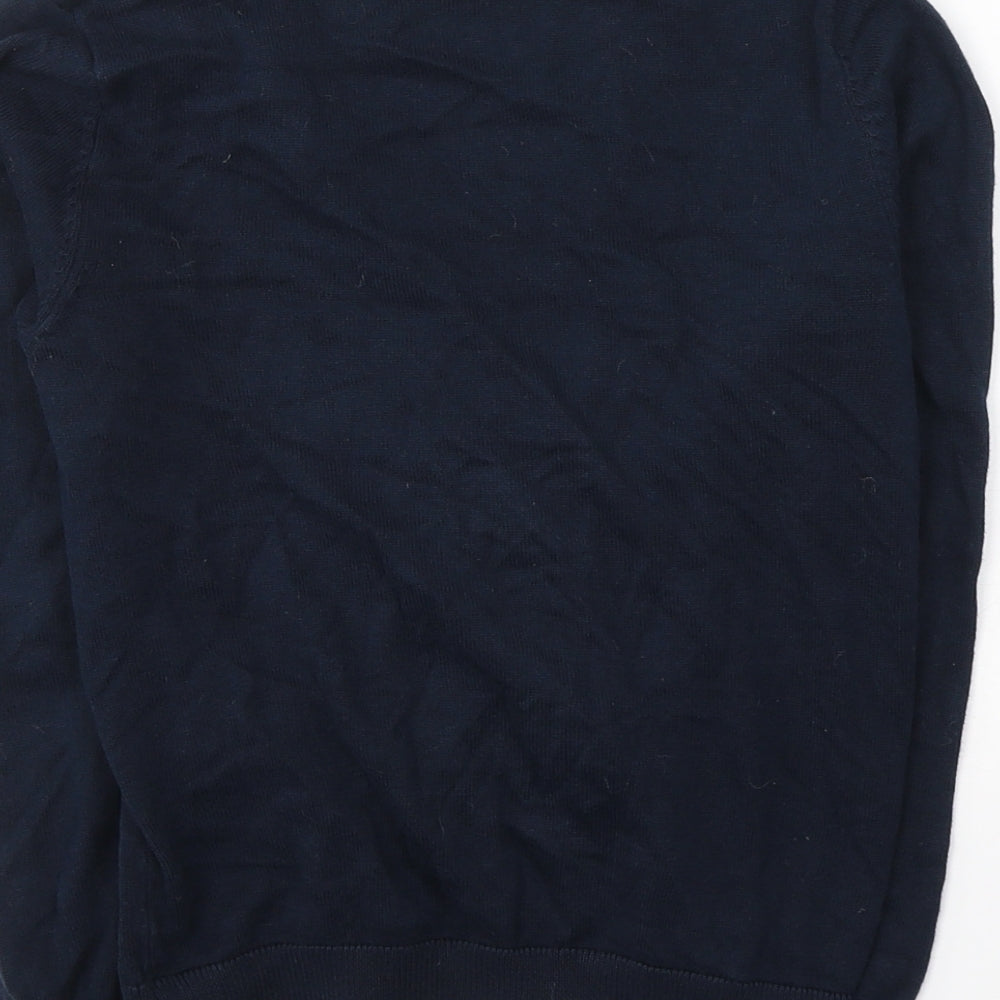Marks and Spencer Girls Blue  Cotton Jersey Button-Up Size 8-9 Years V-Neck Button