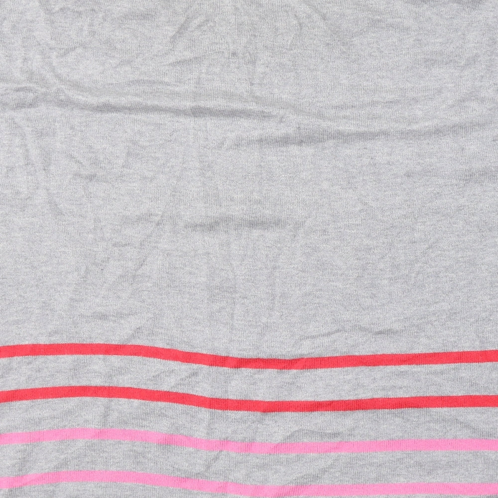Principles Womens Grey Striped Cotton Jersey T-Shirt Size 24 Round Neck