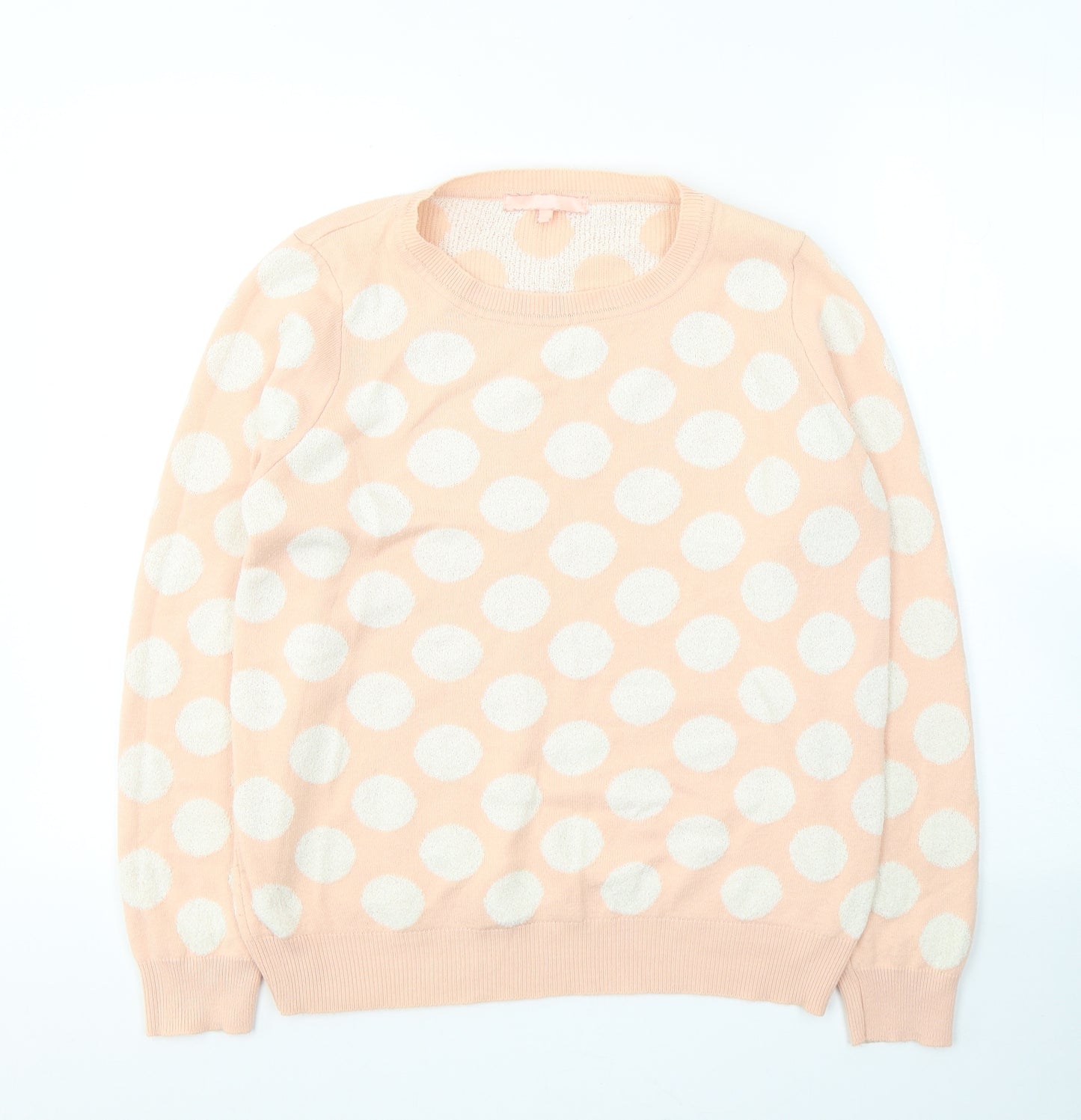 NEXT Womens Pink Polka Dot Acrylic Jersey T-Shirt Size 14 Round Neck