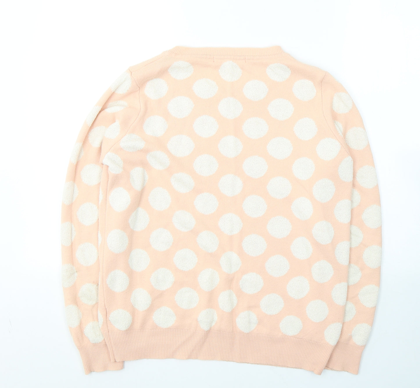 NEXT Womens Pink Polka Dot Acrylic Jersey T-Shirt Size 14 Round Neck