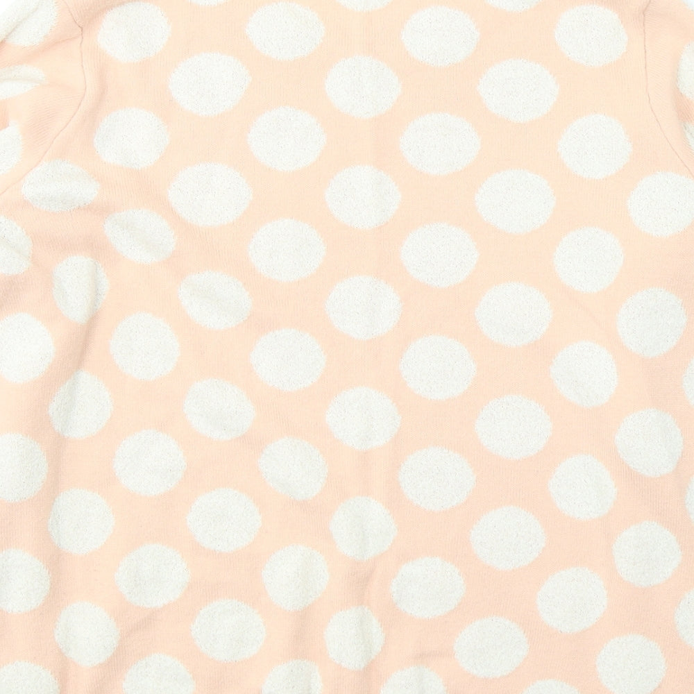 NEXT Womens Pink Polka Dot Acrylic Jersey T-Shirt Size 14 Round Neck