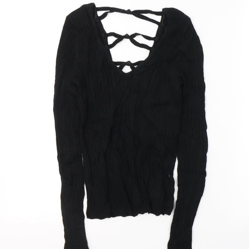 Miss Selfridge Womens Black  Viscose Basic Blouse Size 6 V-Neck