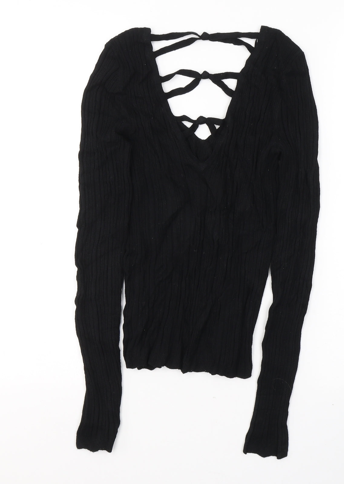 Miss Selfridge Womens Black  Viscose Basic Blouse Size 6 V-Neck