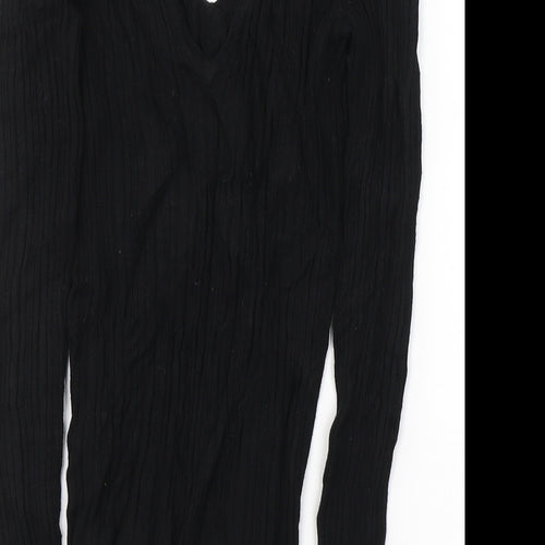 Miss Selfridge Womens Black  Viscose Basic Blouse Size 6 V-Neck
