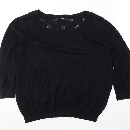 George Womens Black Geometric Cotton Jersey T-Shirt Size 24 Round Neck