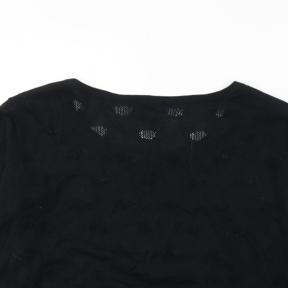 George Womens Black Geometric Cotton Jersey T-Shirt Size 24 Round Neck