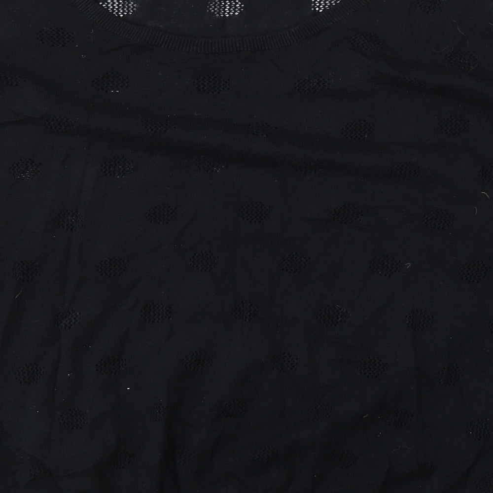 George Womens Black Geometric Cotton Jersey T-Shirt Size 24 Round Neck