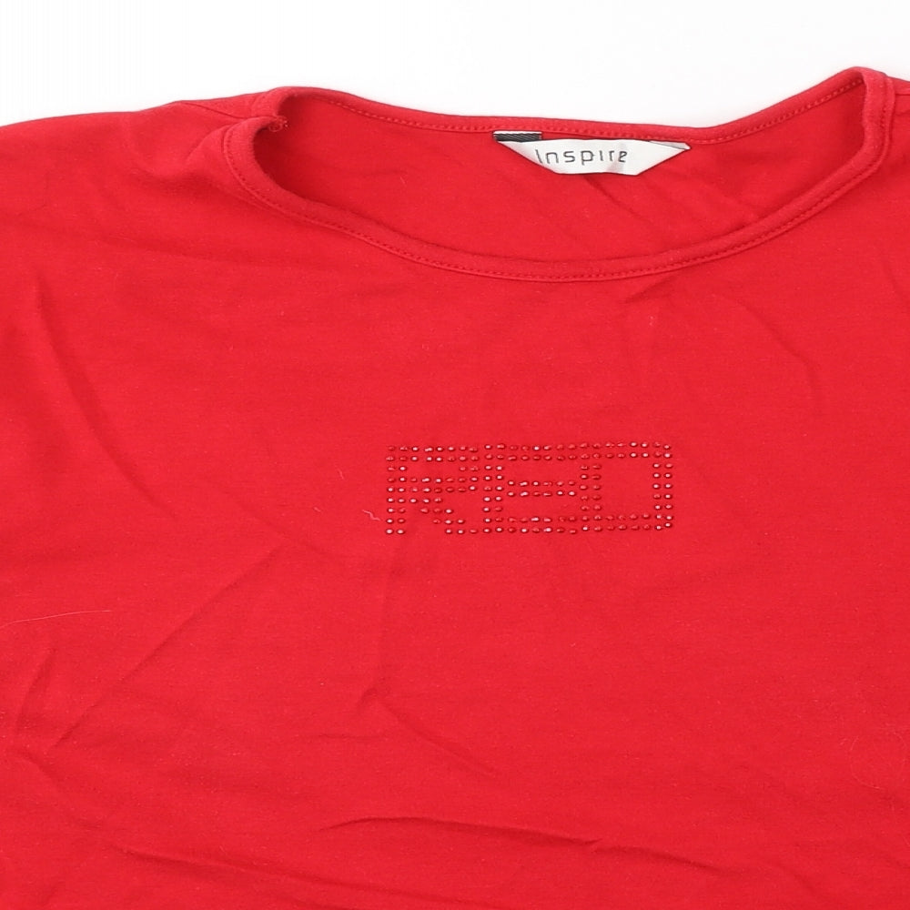 New Look Womens Red  Cotton Basic T-Shirt Size 22 Round Neck