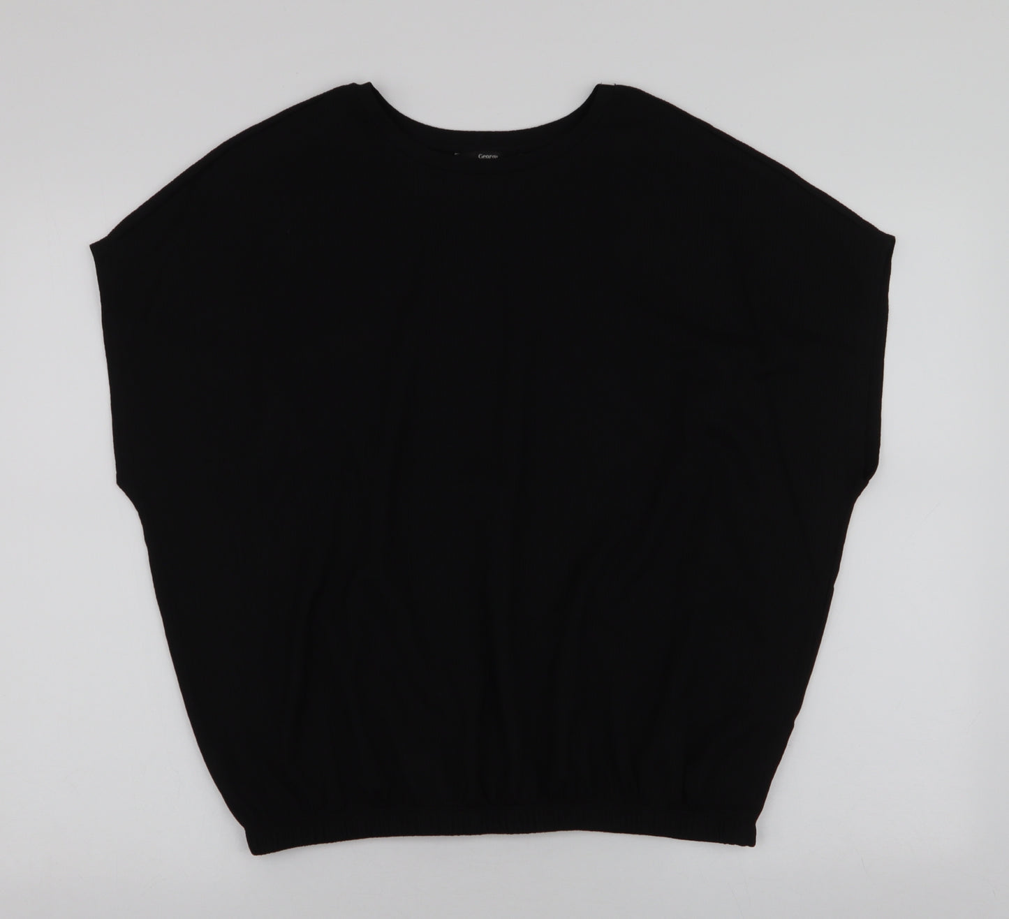 George Womens Black  Polyester Jersey Blouse Size 16 Round Neck