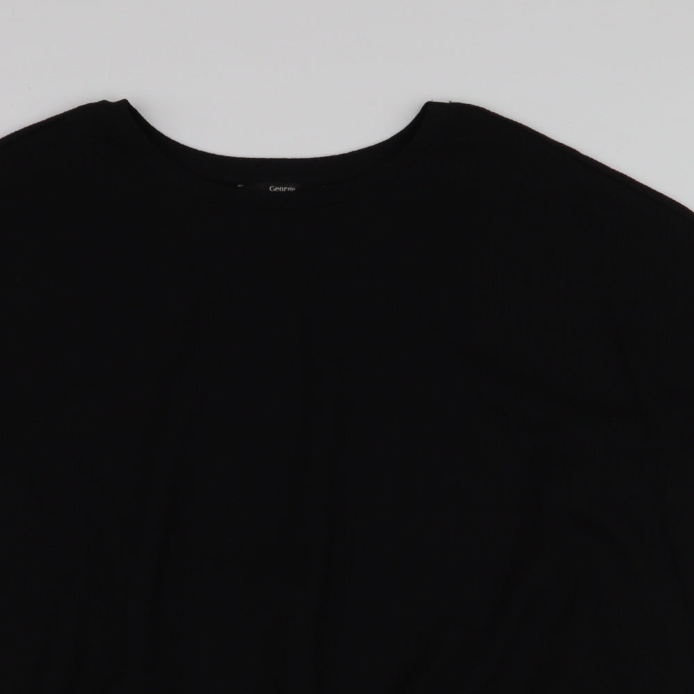 George Womens Black  Polyester Jersey Blouse Size 16 Round Neck
