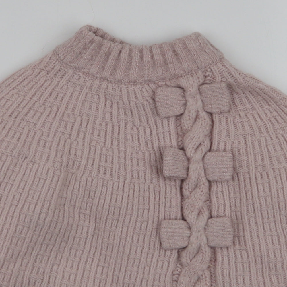 Nula Bug Girls Pink High Neck  Acrylic Cape Jumper Size 4-5 Years  Pullover
