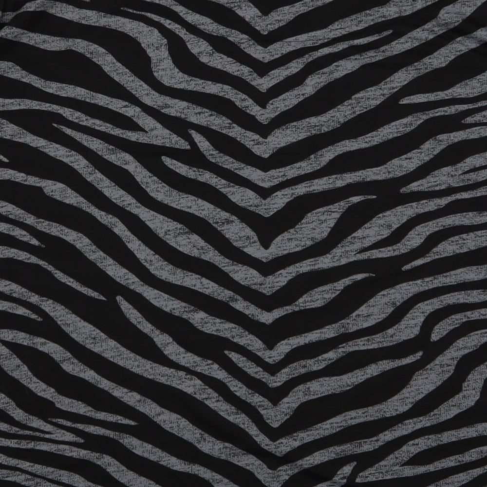 Marks and Spencer Womens Black Animal Print Polyester Jersey Blouse Size 20 Round Neck