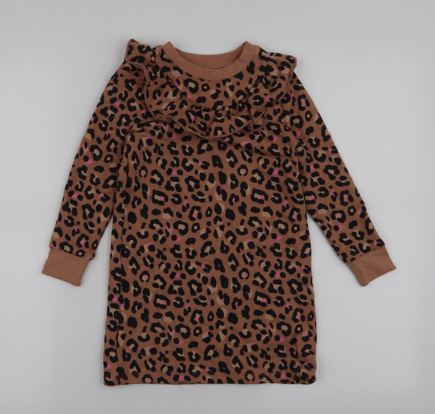 F&F Girls Multicoloured Animal Print Cotton A-Line  Size 4-5 Years  Round Neck Pullover