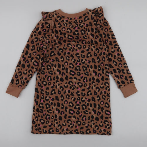 F&F Girls Multicoloured Animal Print Cotton A-Line  Size 4-5 Years  Round Neck Pullover