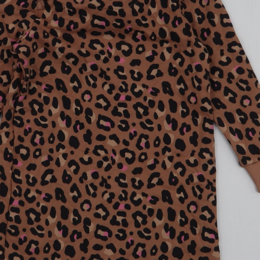 F&F Girls Multicoloured Animal Print Cotton A-Line  Size 4-5 Years  Round Neck Pullover
