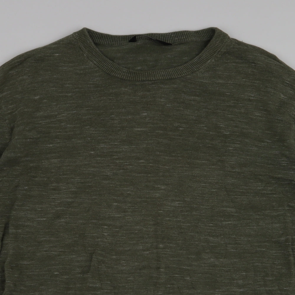 George Mens Green Round Neck  Cotton Pullover Jumper Size XL