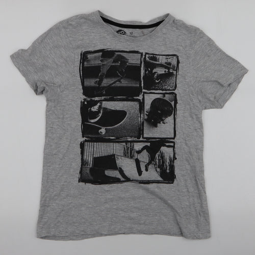 Yo Boys Grey  Cotton Jersey T-Shirt Size 12 Years Round Neck Pullover
