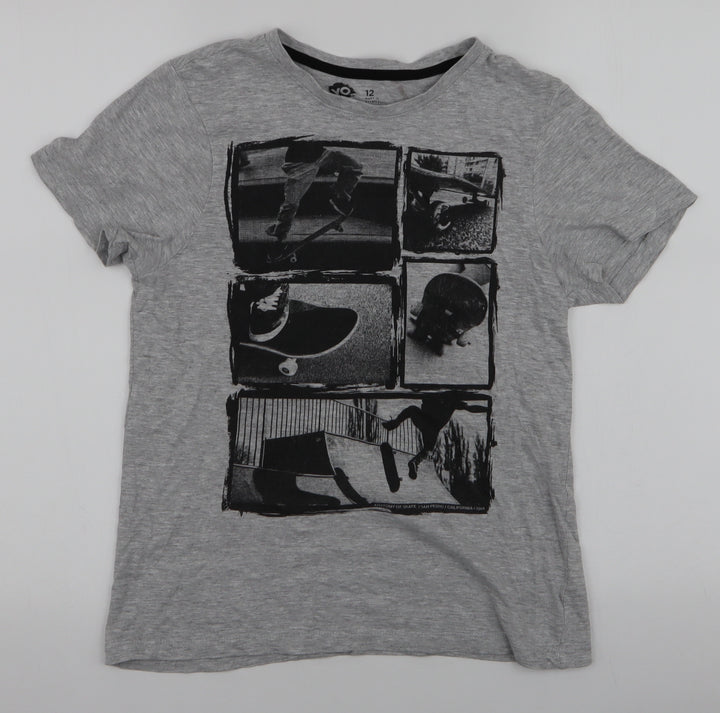 Yo Boys Grey  Cotton Jersey T-Shirt Size 12 Years Round Neck Pullover