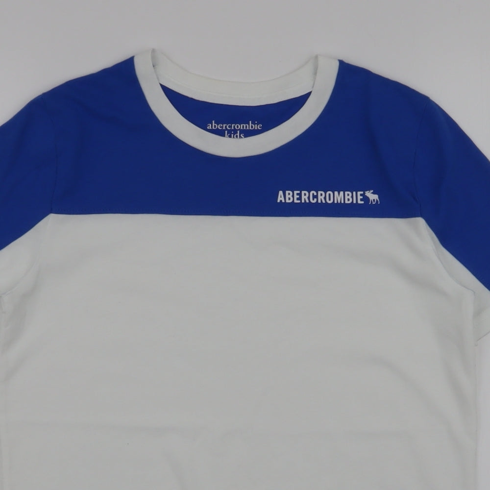 Abercrombie & Fitch Boys White  Polyester Jersey T-Shirt Size 11-12 Years Round Neck Pullover