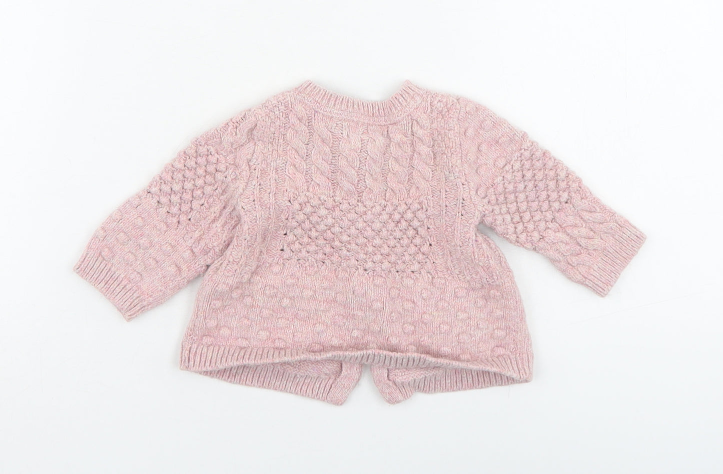 Monsoon Girls Pink  Cotton Cardigan Jumper Size 0-3 Months  Button