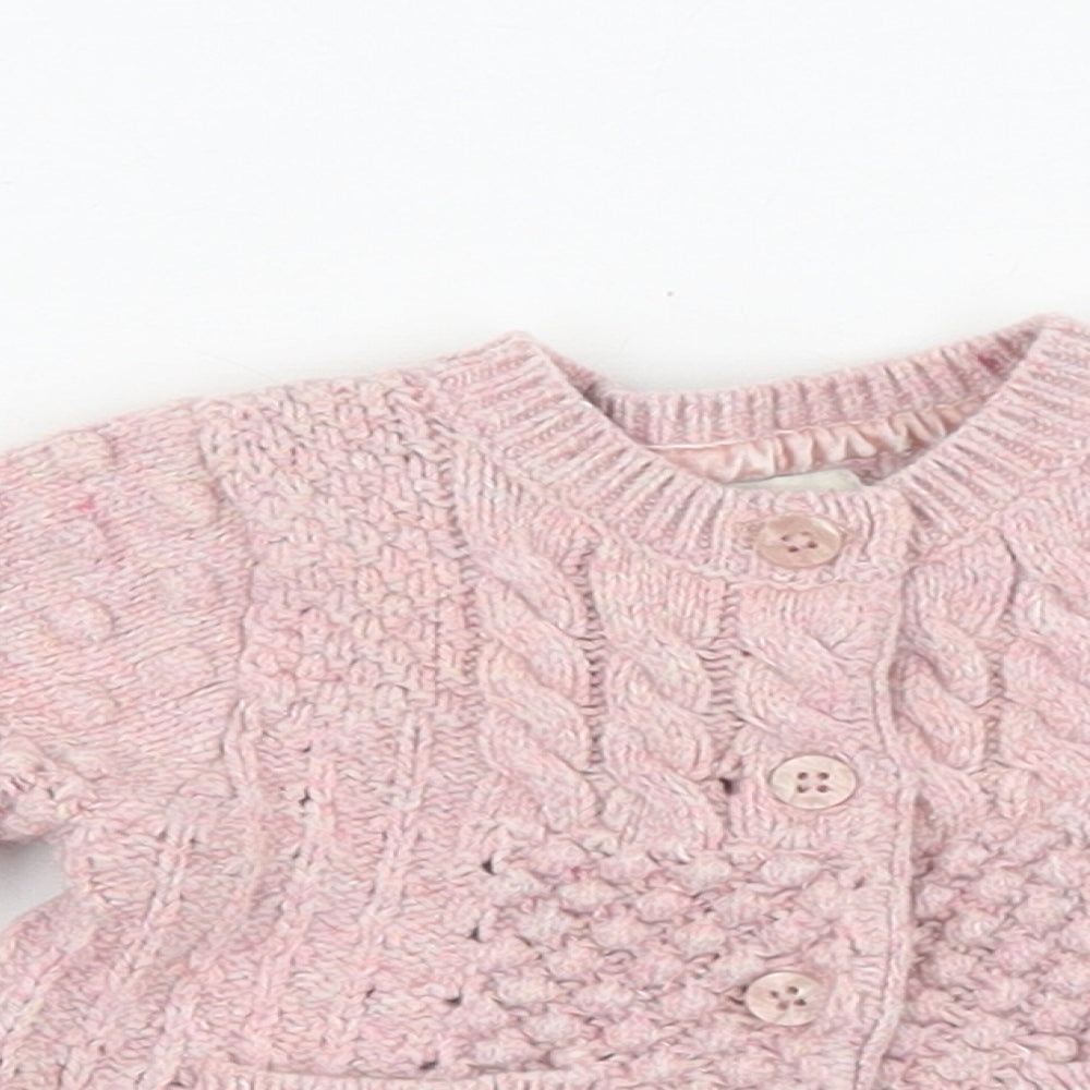 Monsoon Girls Pink  Cotton Cardigan Jumper Size 0-3 Months  Button