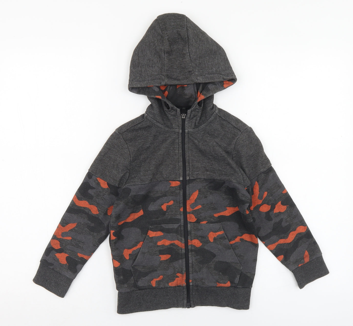 F&F Boys Grey Camouflage Polyester Full Zip Hoodie Size 5-6 Years  Zip