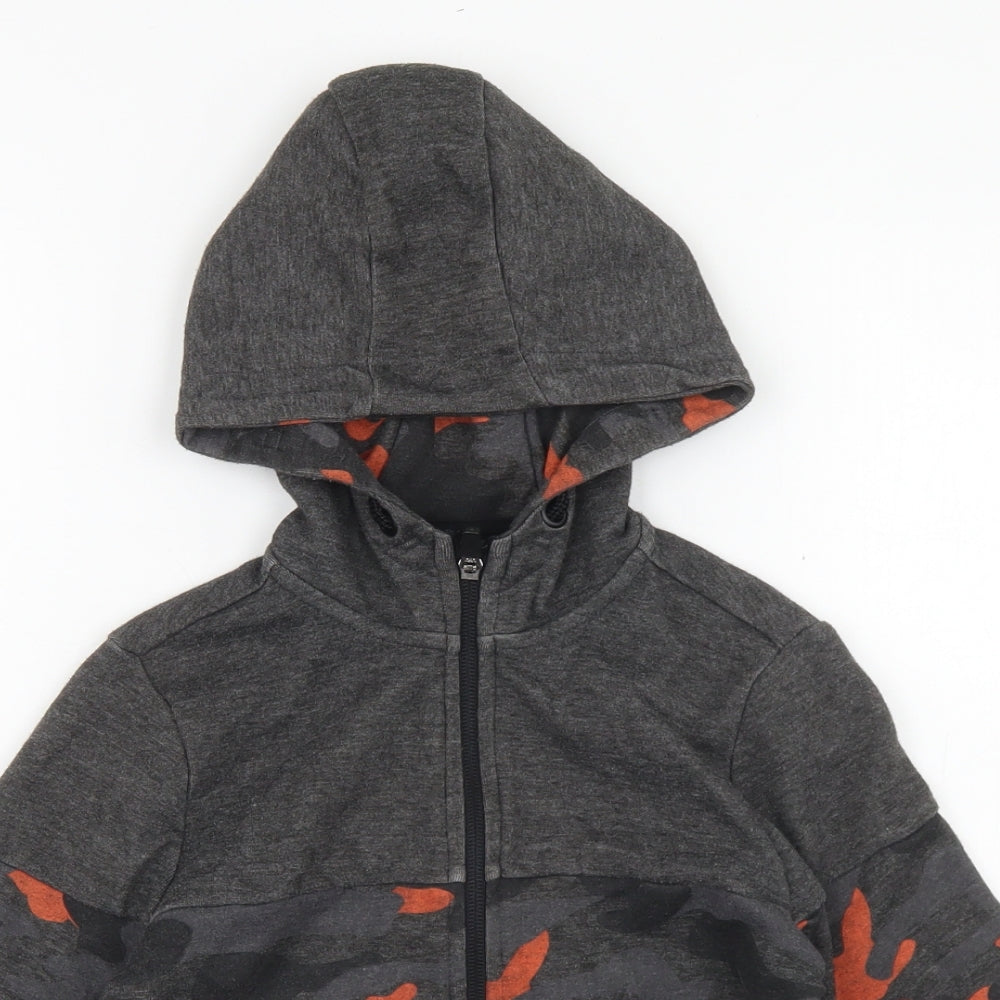 F&F Boys Grey Camouflage Polyester Full Zip Hoodie Size 5-6 Years  Zip