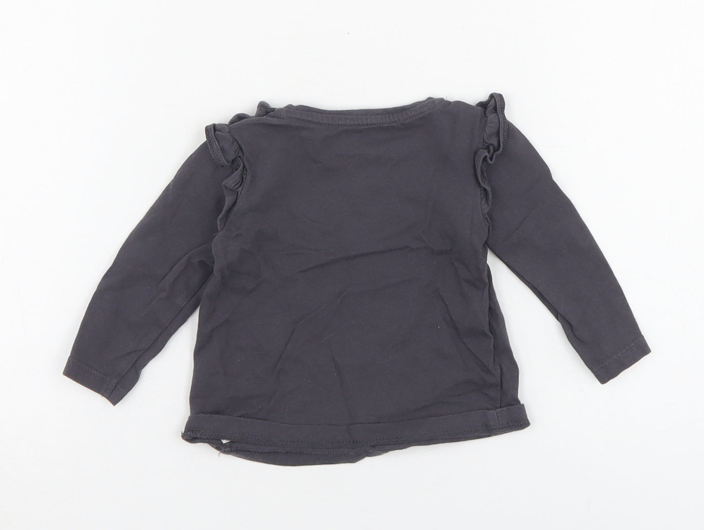 F&F Girls Grey  Cotton Jersey T-Shirt Size 0-3 Months Round Neck Snap - The future is me