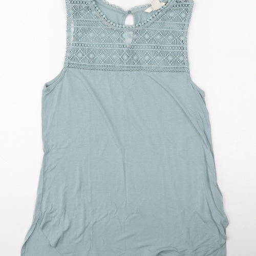 H&M Womens Blue  Viscose Jersey Blouse Size XS Round Neck