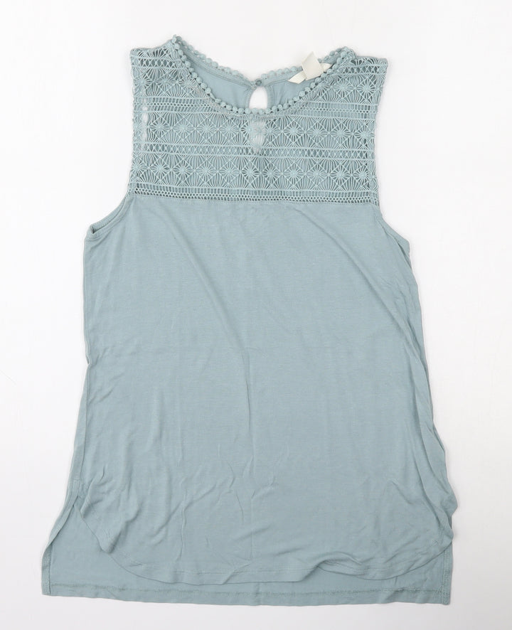 H&M Womens Blue  Viscose Jersey Blouse Size XS Round Neck