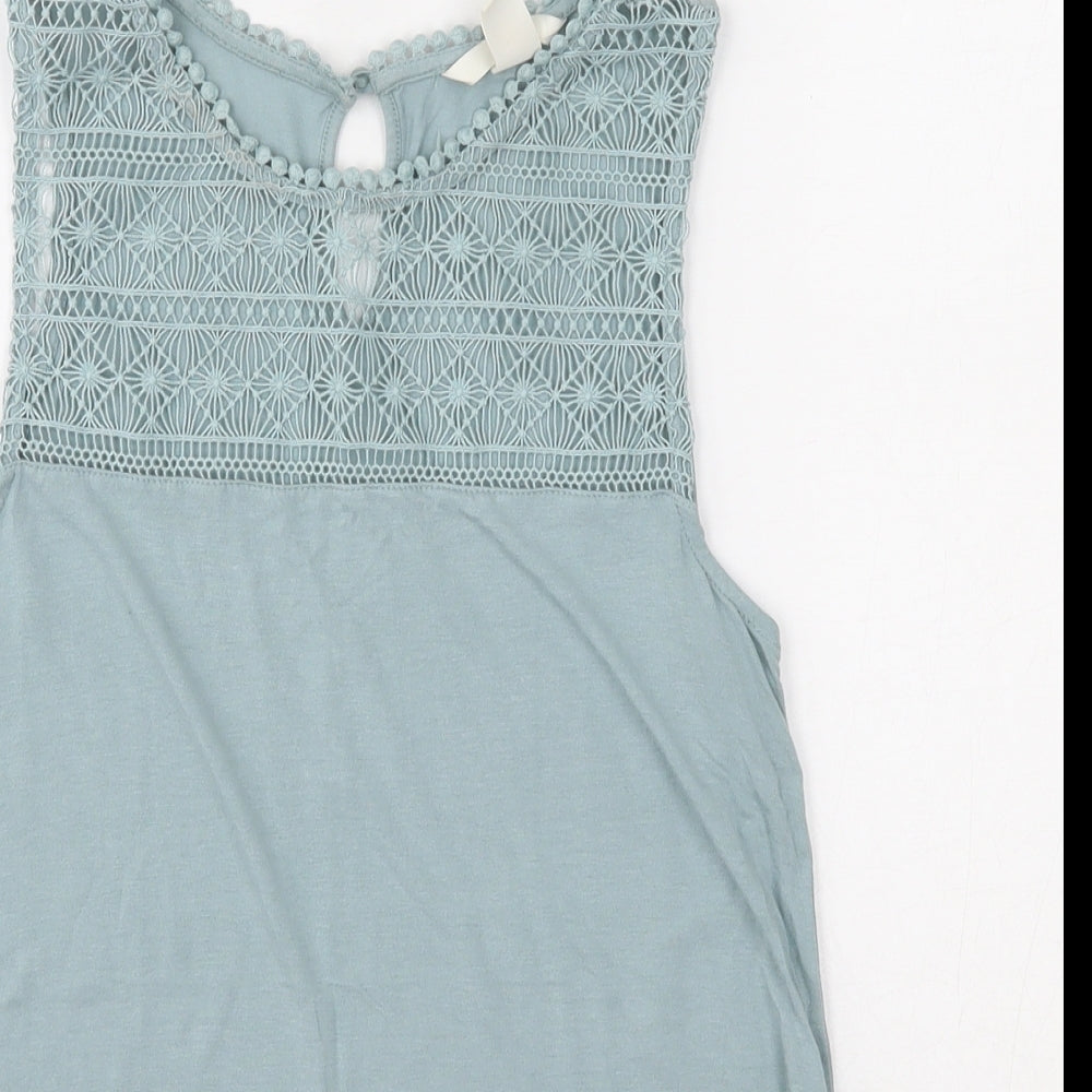 H&M Womens Blue  Viscose Jersey Blouse Size XS Round Neck