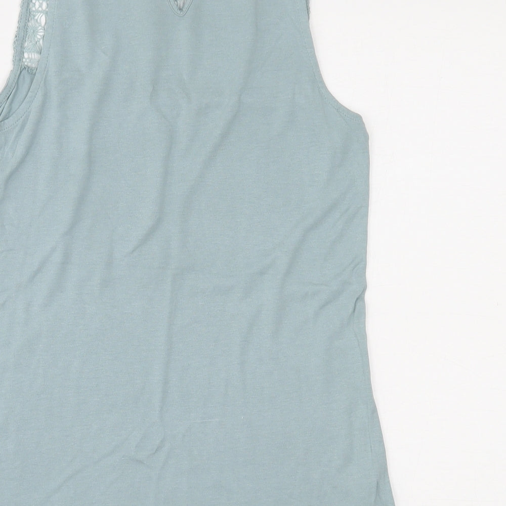 H&M Womens Blue  Viscose Jersey Blouse Size XS Round Neck