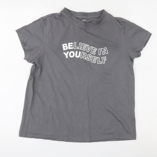 Primark Womens Grey  100% Cotton Jersey T-Shirt Size S Round Neck - Believe in yourself