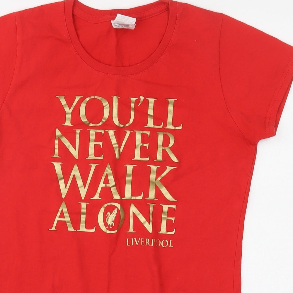 Fruit of the Loom Mens Red  Cotton  T-Shirt Size S Round Neck  - Liverpool football club