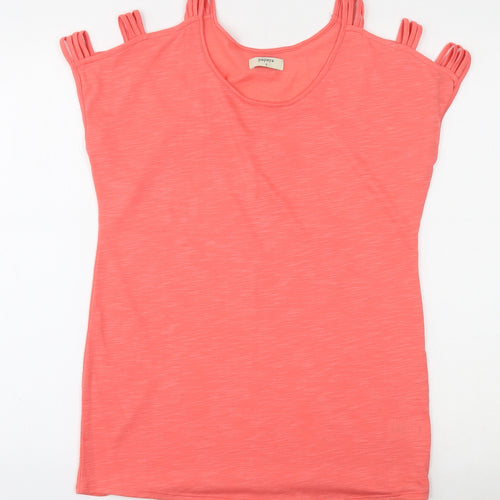 Papaya Womens Pink  Polyester Jersey Blouse Size S Round Neck