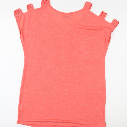 Papaya Womens Pink  Polyester Jersey Blouse Size S Round Neck