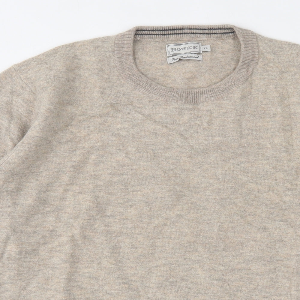 Howick Mens Beige Round Neck  Wool Pullover Jumper Size XL