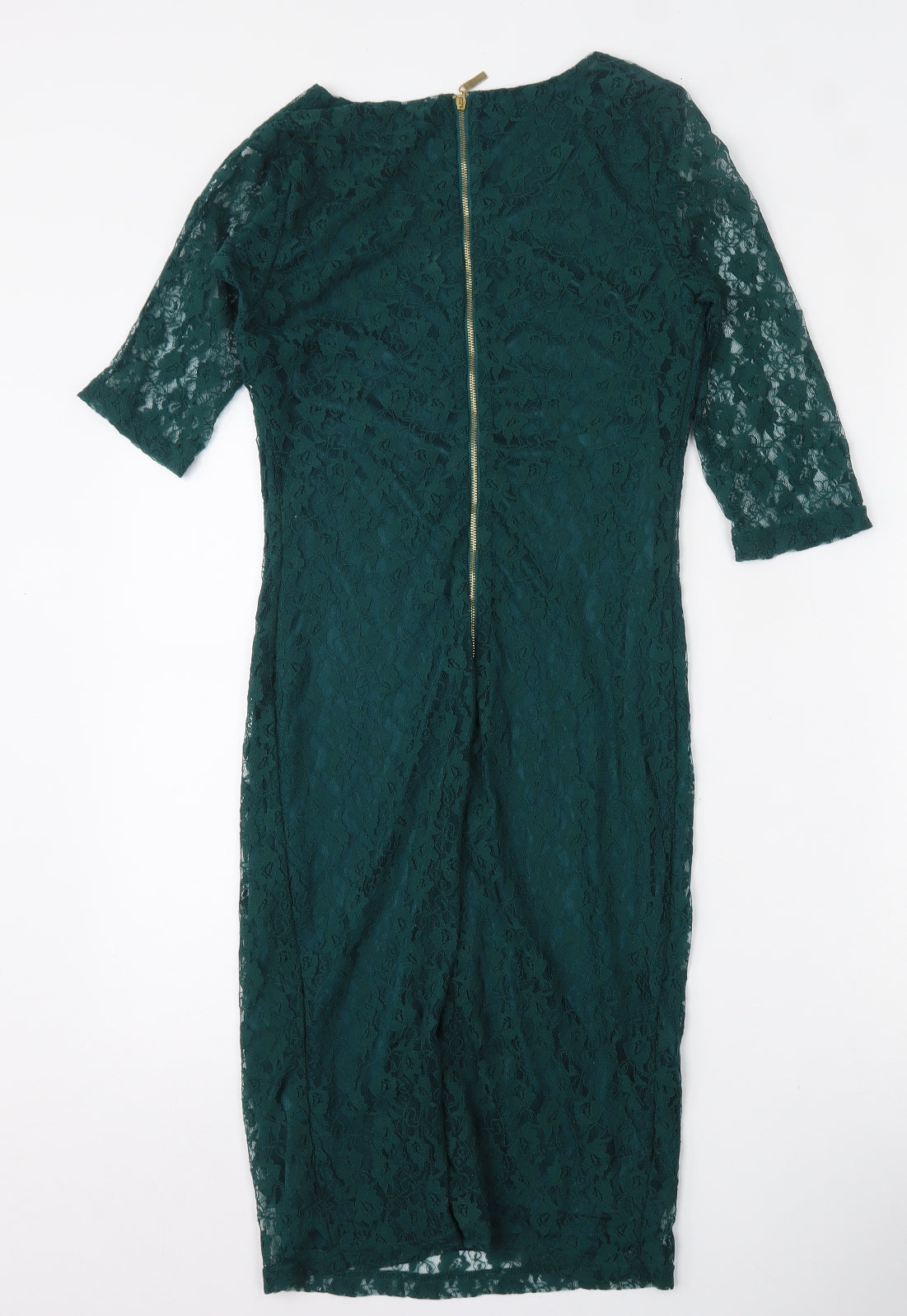 Amalie & Amber  Womens Green  Nylon Bodycon  Size 10  Round Neck Zip