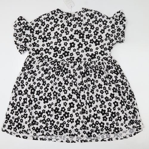 New Look Womens White Floral Cotton Skater Dress  Size 12  Round Neck Pullover