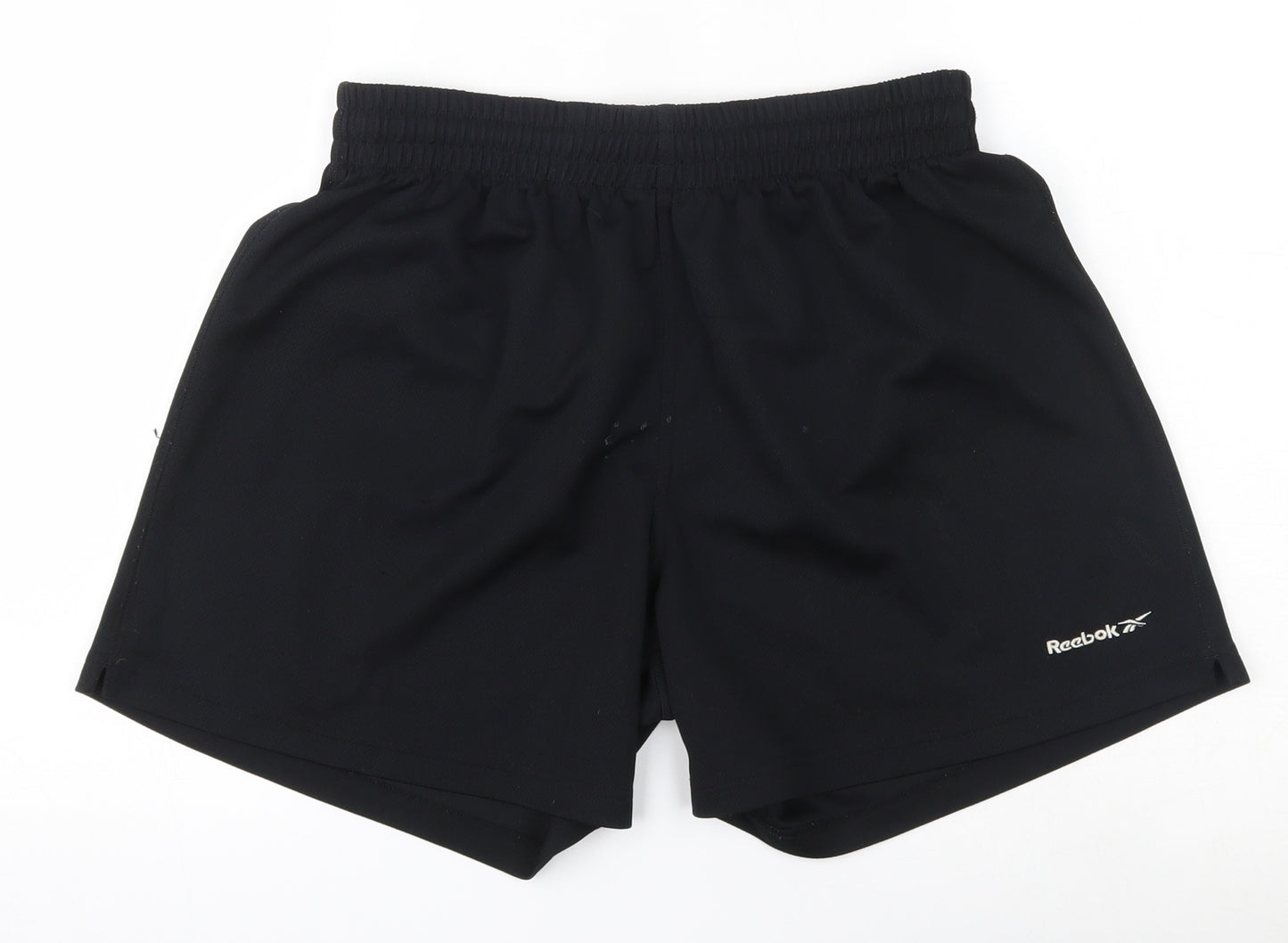 Reebok Mens Black  Polyester Sweat Shorts Size M L6 in Regular Drawstring