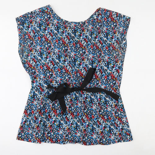 A Wear Womens Multicoloured Geometric Polyester Basic Blouse Size 10 Round Neck