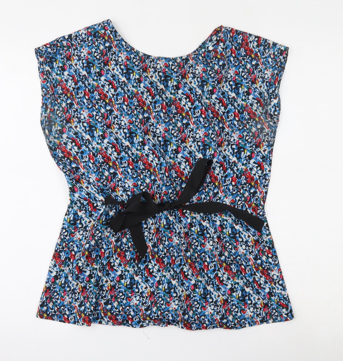 A Wear Womens Multicoloured Geometric Polyester Basic Blouse Size 10 Round Neck