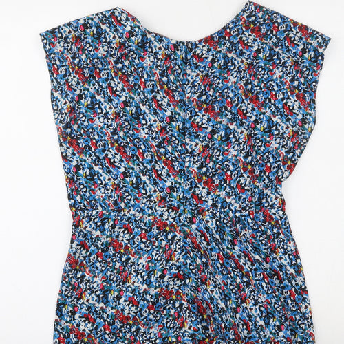 A Wear Womens Multicoloured Geometric Polyester Basic Blouse Size 10 Round Neck