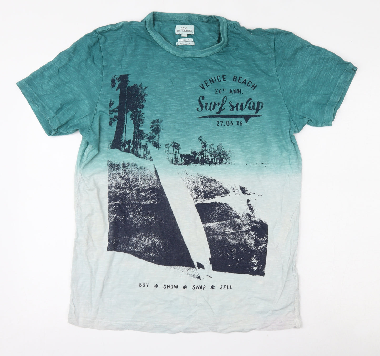 NEXT Mens Blue  Cotton  T-Shirt Size M Round Neck  - Surfing
