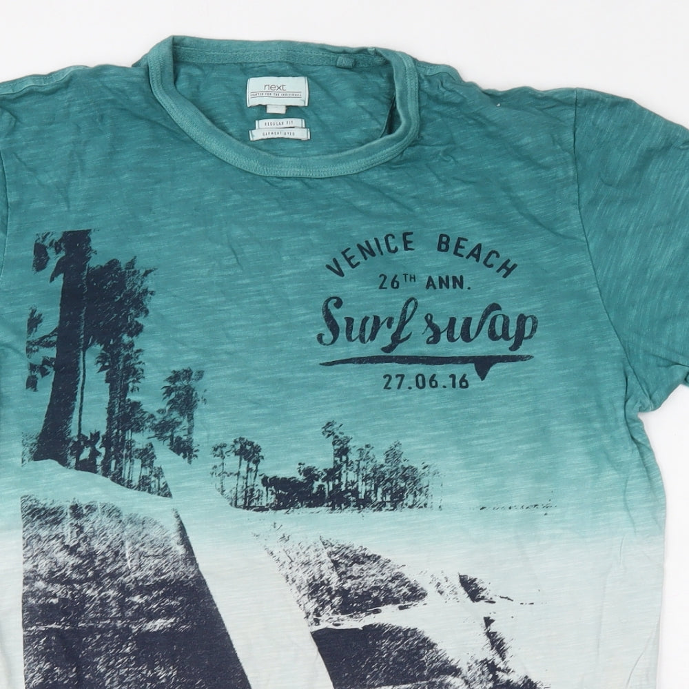 NEXT Mens Blue  Cotton  T-Shirt Size M Round Neck  - Surfing