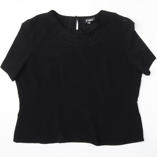 First Avenue Womens Black  Polyester Basic Blouse Size 20 Round Neck