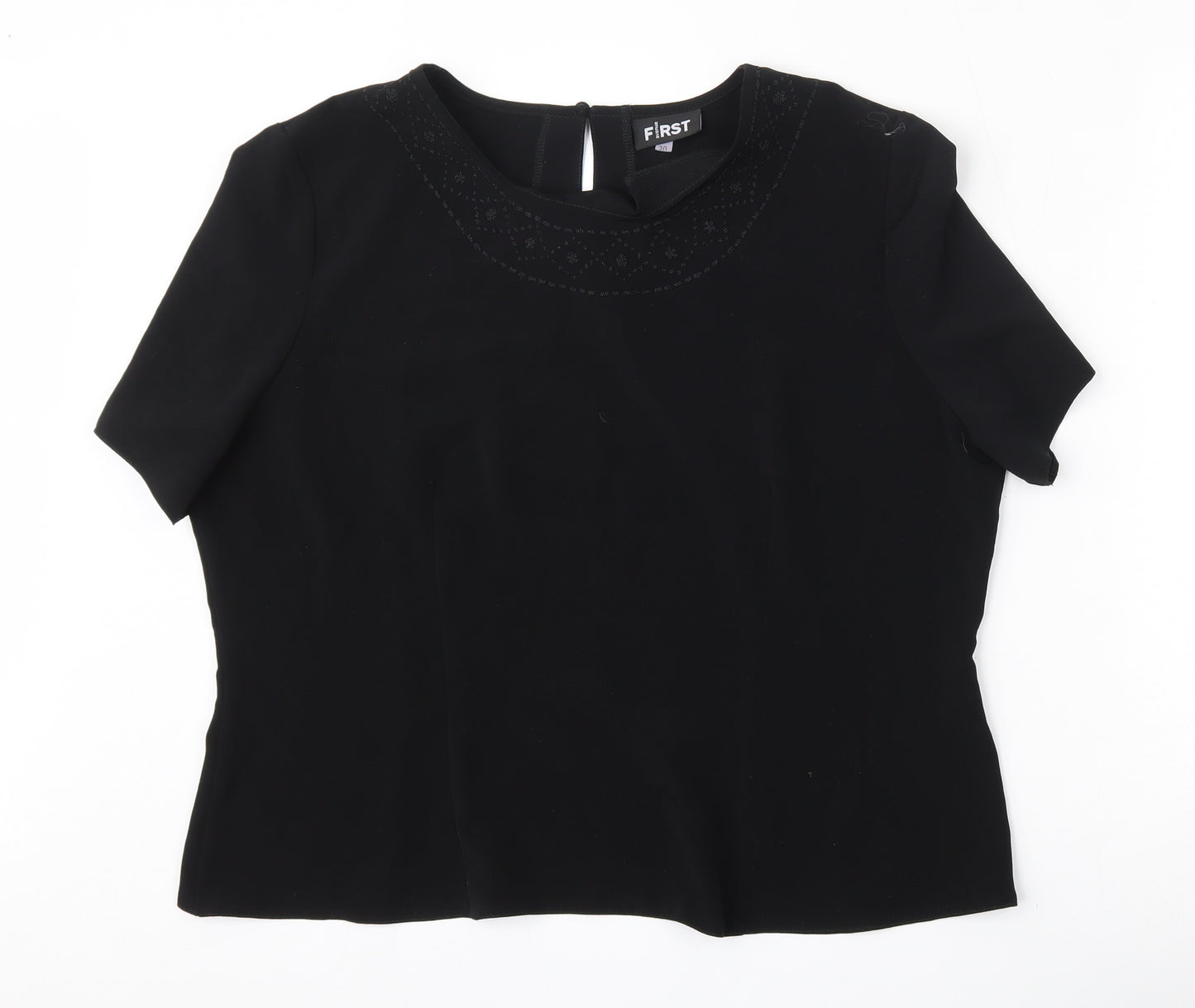 First Avenue Womens Black  Polyester Basic Blouse Size 20 Round Neck