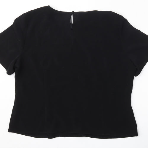 First Avenue Womens Black  Polyester Basic Blouse Size 20 Round Neck